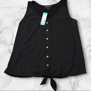 Fortune+Ivy NWT Black Sleeveless Blouse Shirt Size Medium (M) A127